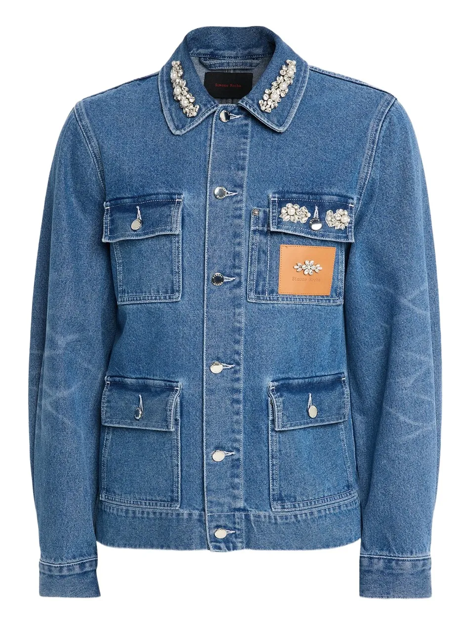 Simone Rocha Men's Embellished Washed Denim Jacket