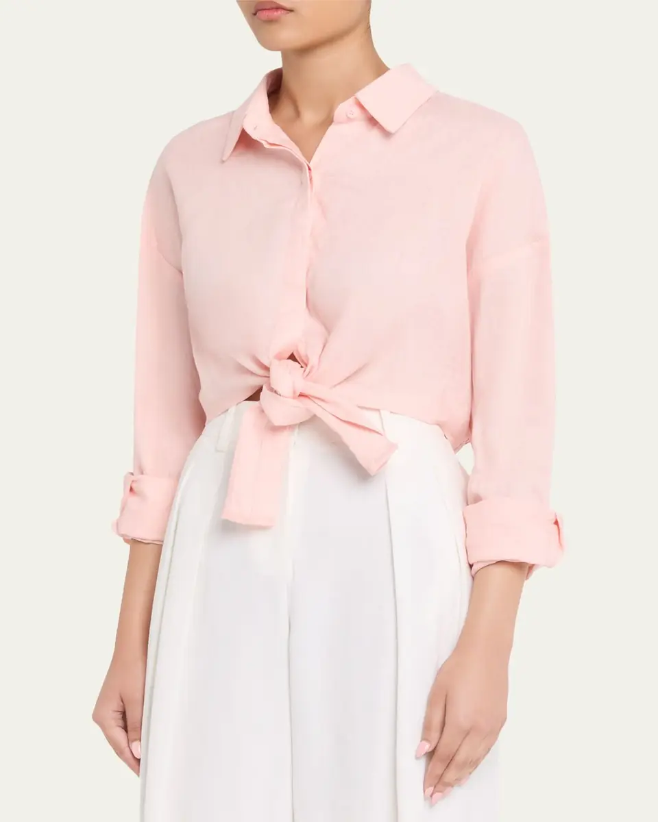 AEXAE Tie-Front Linen Shirt | Thumbnail 4 AEXAE Tie-Front Linen Shirt | Thumbnail 4