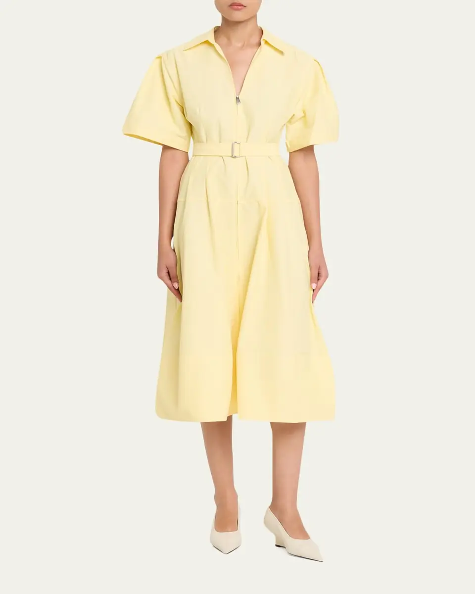 Simkhai Meridith Belted Short-Sleeve Midi Dress | Thumbnail 2 Simkhai Meridith Belted Short-Sleeve Midi Dress | Thumbnail 2