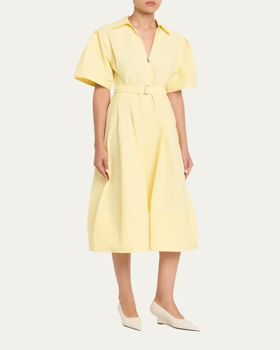 Simkhai Meridith Belted Short-Sleeve Midi Dress | Thumbnail 4 Simkhai Meridith Belted Short-Sleeve Midi Dress | Thumbnail 4
