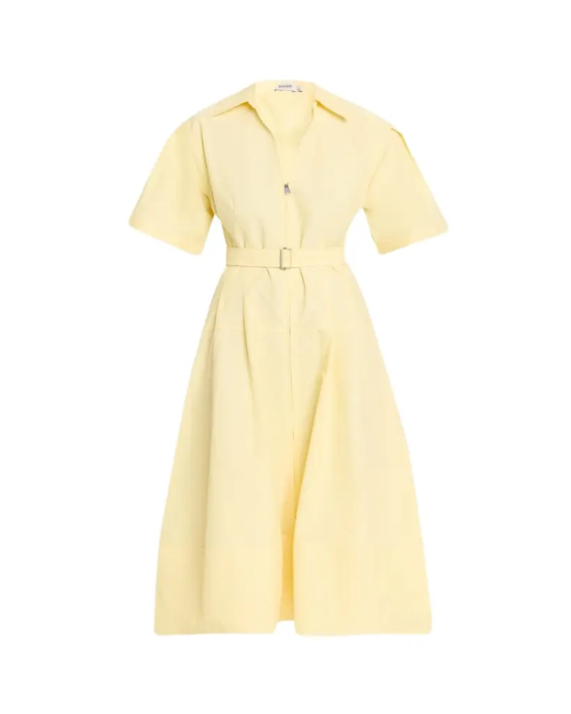 SIMKHAI Meridith Belted Short-Sleeve Midi Dress | Image 1 SIMKHAI Meridith Belted Short-Sleeve Midi Dress | Image 1