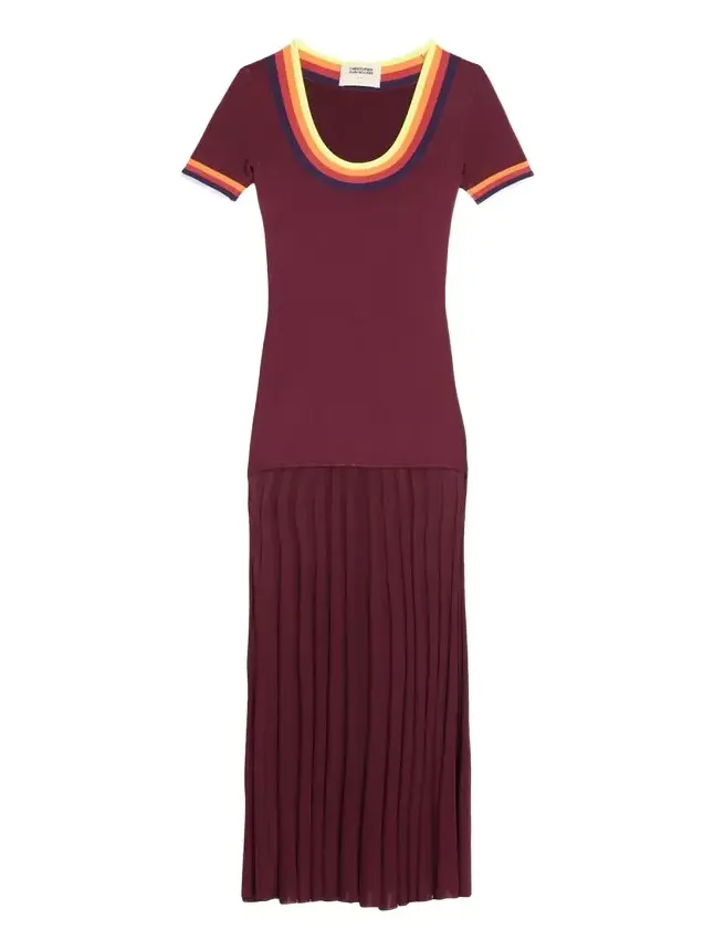 Christopher John Rogers Saucer Neck Short-Sleeve Maxi Dress
