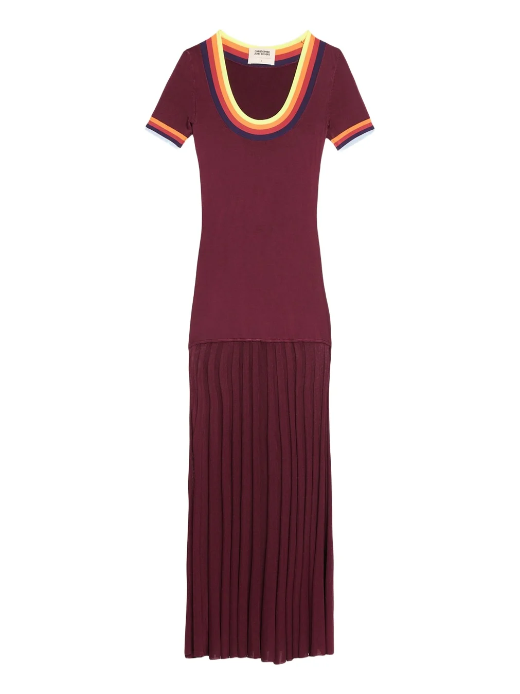 Saucer Neck Short-Sleeve Maxi Dress