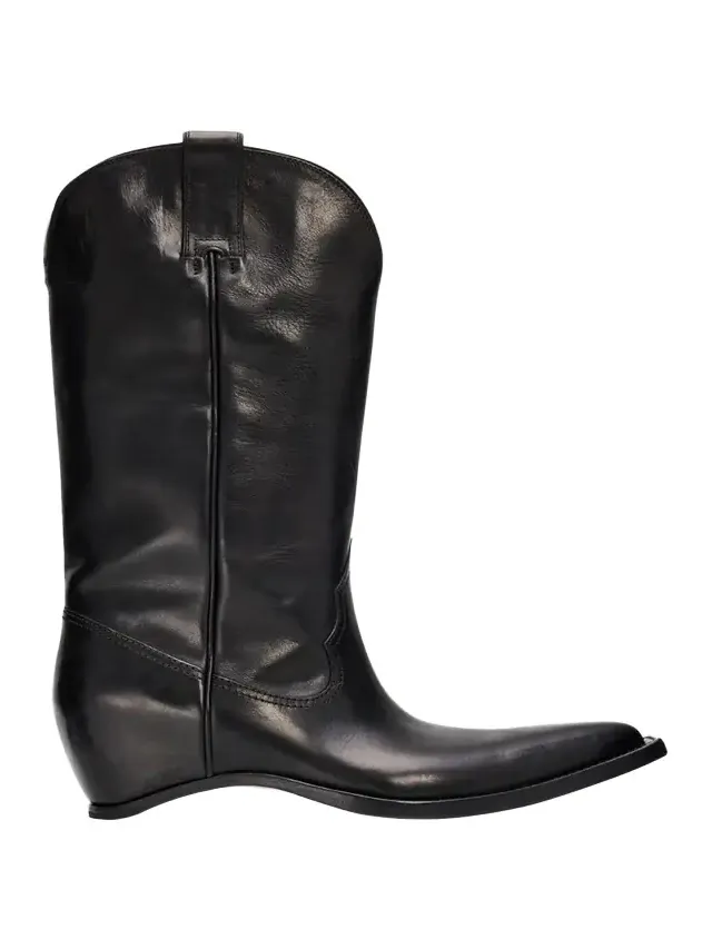 Heel-Less Leather Cowboy Boots