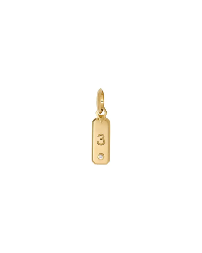Jennifer Fisher Minimal Block Number Dog Tag in 18K Yellow Gold | Image 1 Jennifer Fisher Minimal Block Number Dog Tag in 18K Yellow Gold | Image 1