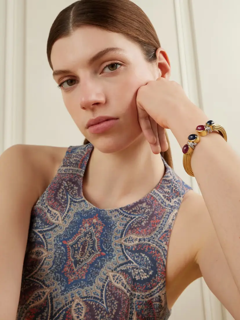 Eleuteri + David Webb Vintage 1980s 18-karat Gold, Platinum, Ruby, Sapphire And Diamond Bangle - Multi | Thumbnail 2 Eleuteri + David Webb Vintage 1980s 18-karat Gold, Platinum, Ruby, Sapphire And Diamond Bangle - Multi | Thumbnail 2