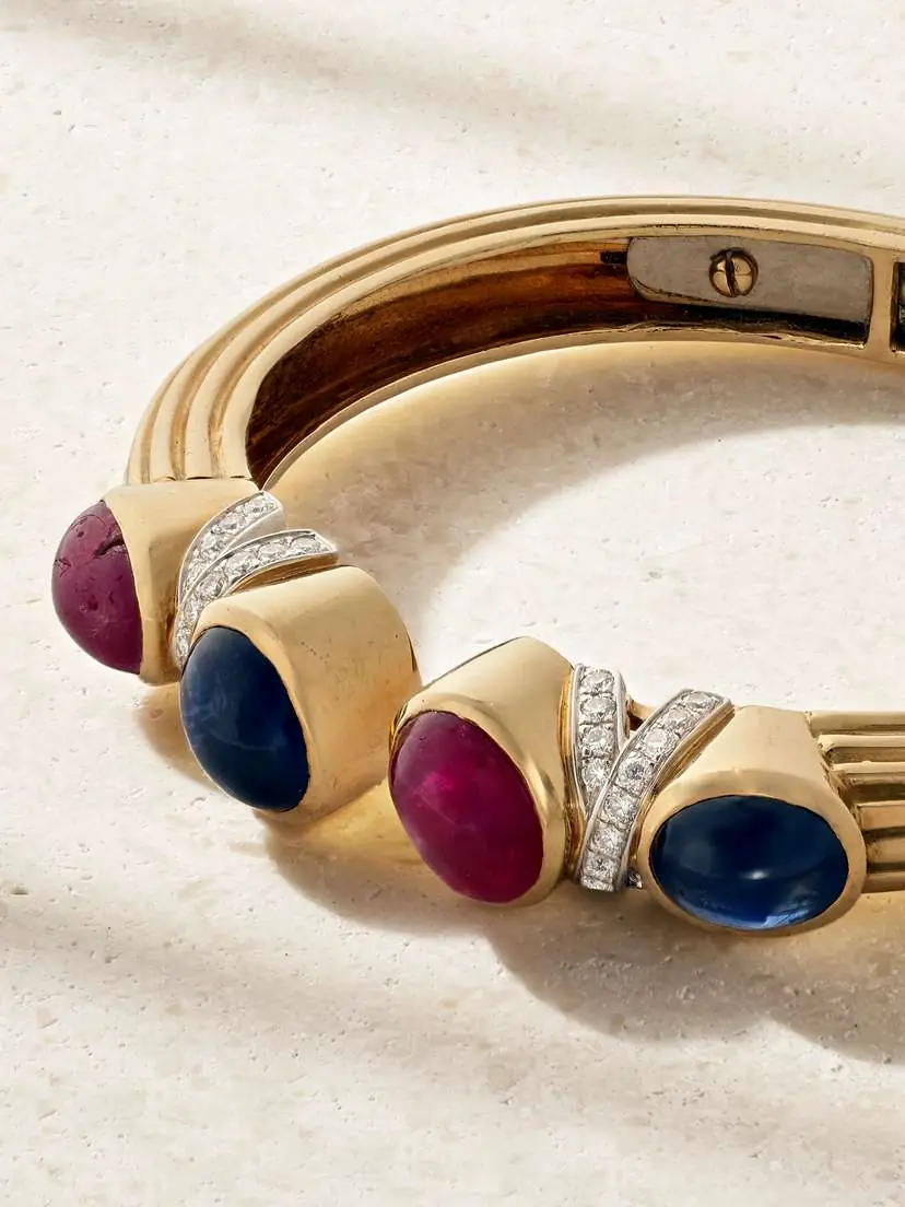 Eleuteri + David Webb Vintage 1980s 18-karat Gold, Platinum, Ruby, Sapphire And Diamond Bangle - Multi | Thumbnail 4 Eleuteri + David Webb Vintage 1980s 18-karat Gold, Platinum, Ruby, Sapphire And Diamond Bangle - Multi | Thumbnail 4