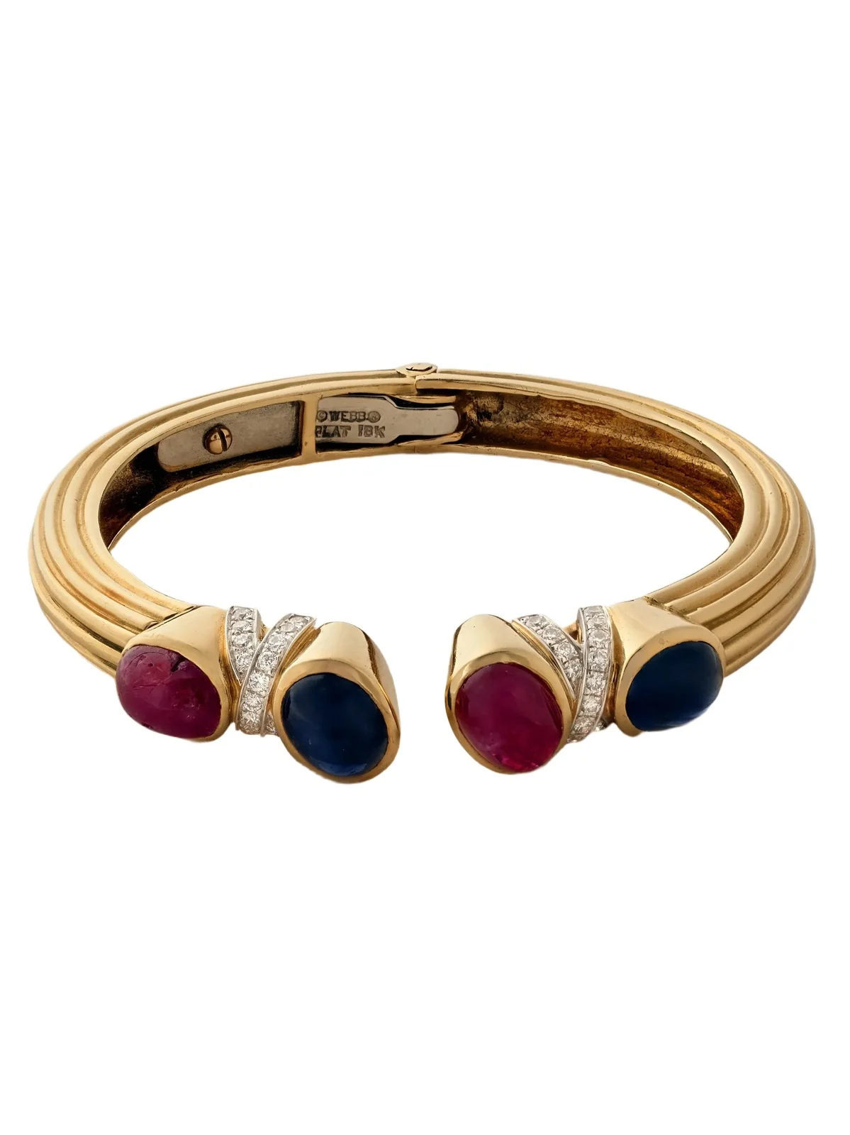 + David Webb Vintage 1980s 18-karat Gold, Platinum, Ruby, Sapphire And Diamond Bangle - Multi + David Webb Vintage 1980s 18-karat Gold, Platinum, Ruby, Sapphire And Diamond Bangle - Multi