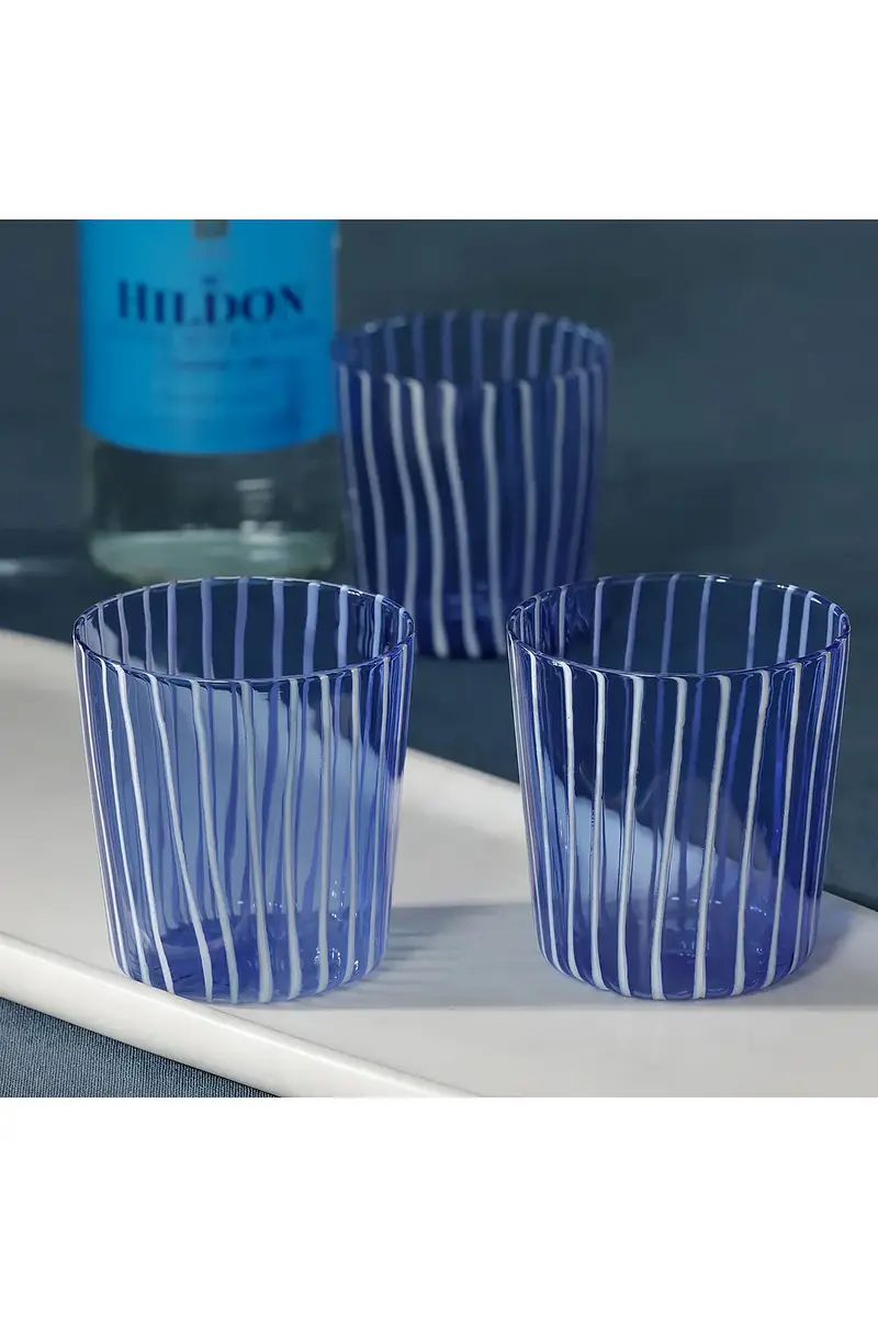 The Favorites Marina White Stripe Glass Tumbler Set Of 6 | Thumbnail 4