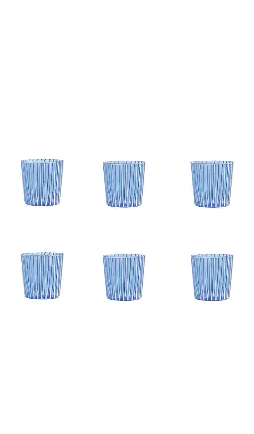 The Favorites Marina White Stripe Glass Tumbler Set Of 6