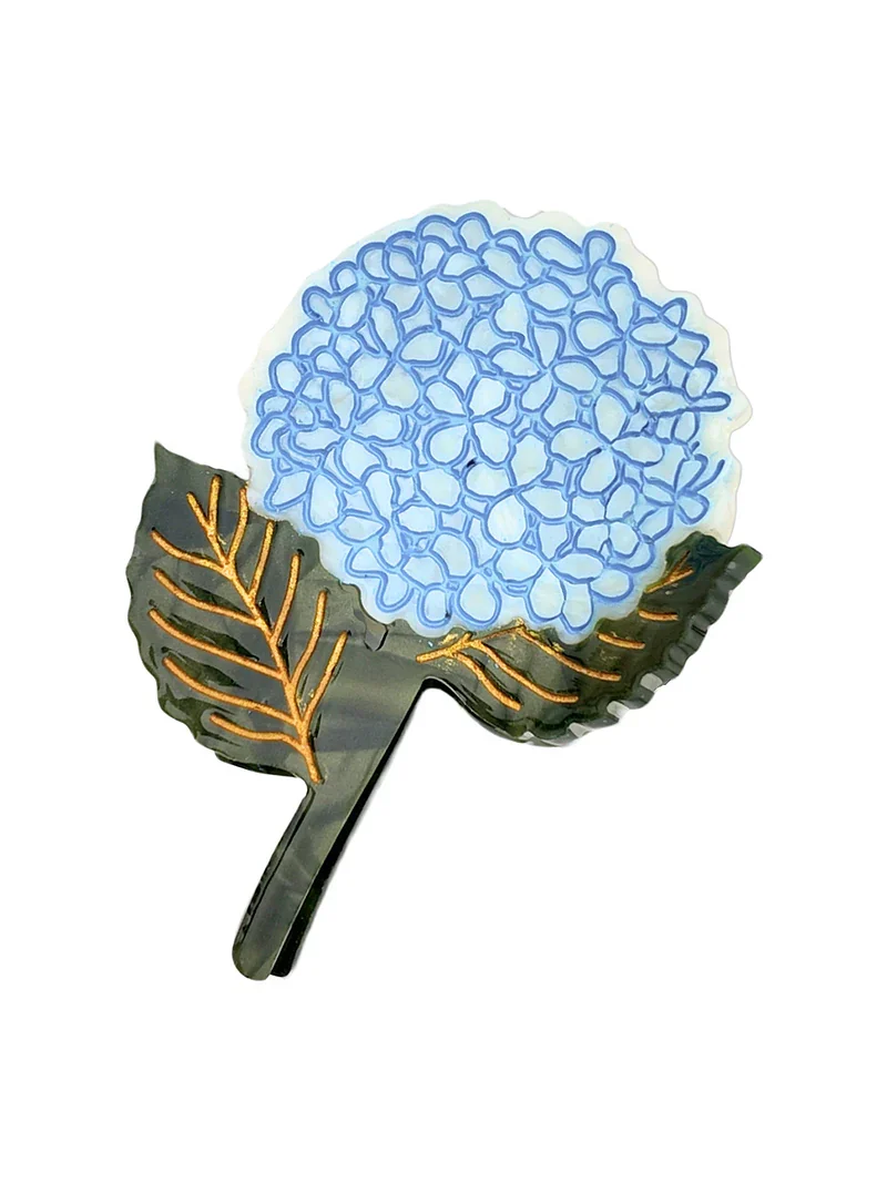 Solar Eclipse Hand-painted Hydrangea Claw Hair Clip