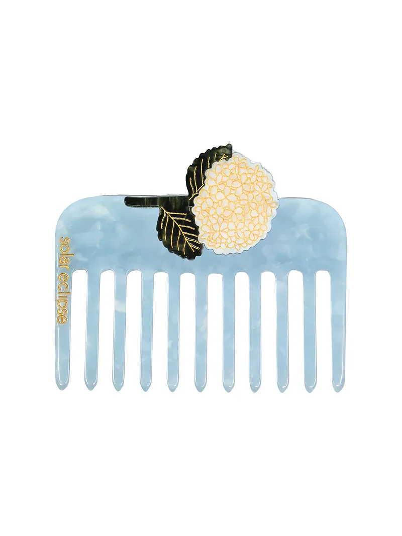 Solar Eclipse Hand-painted Hydrangea Pocket Comb