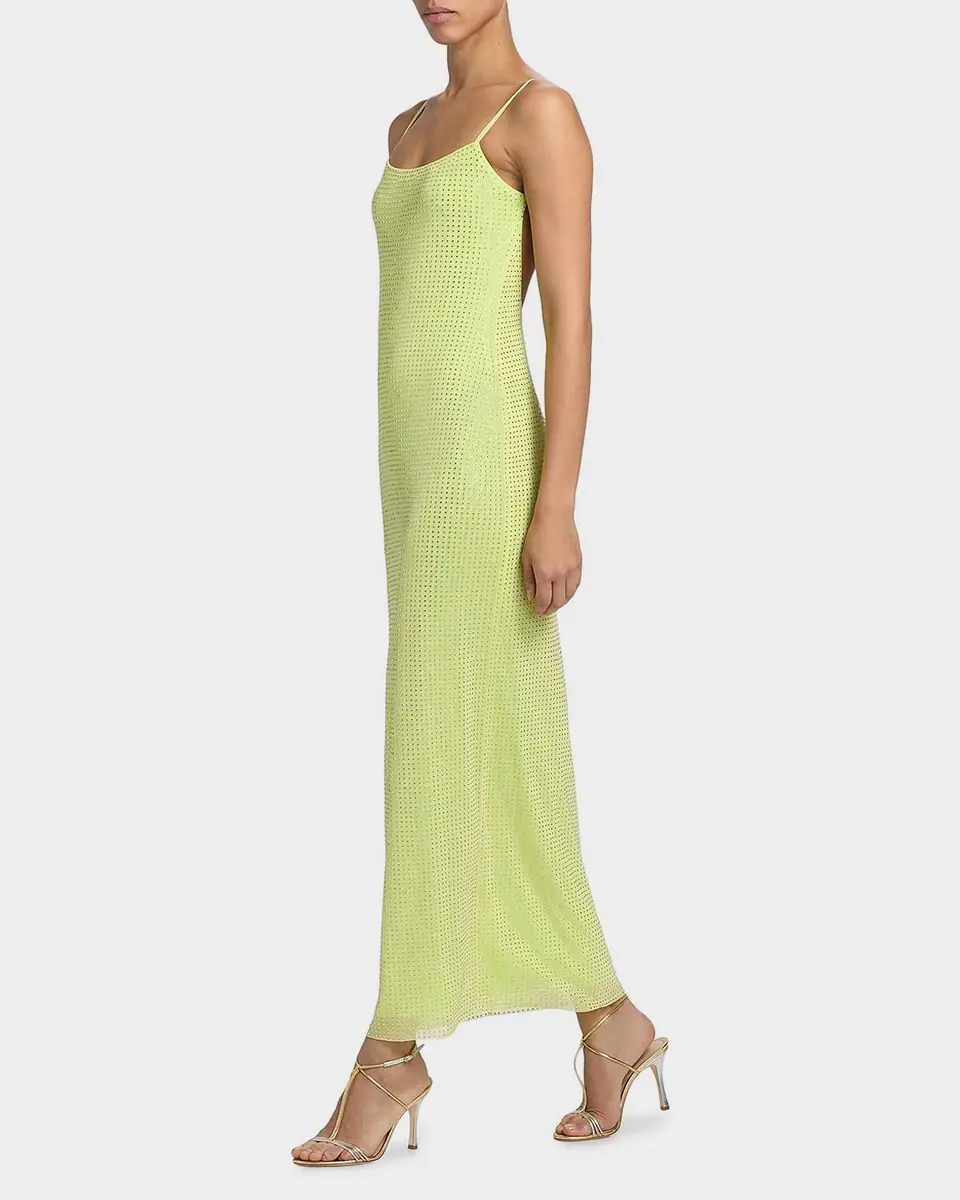 AREA Crystal Hotfix Mesh Backless Maxi Dress | Thumbnail 12