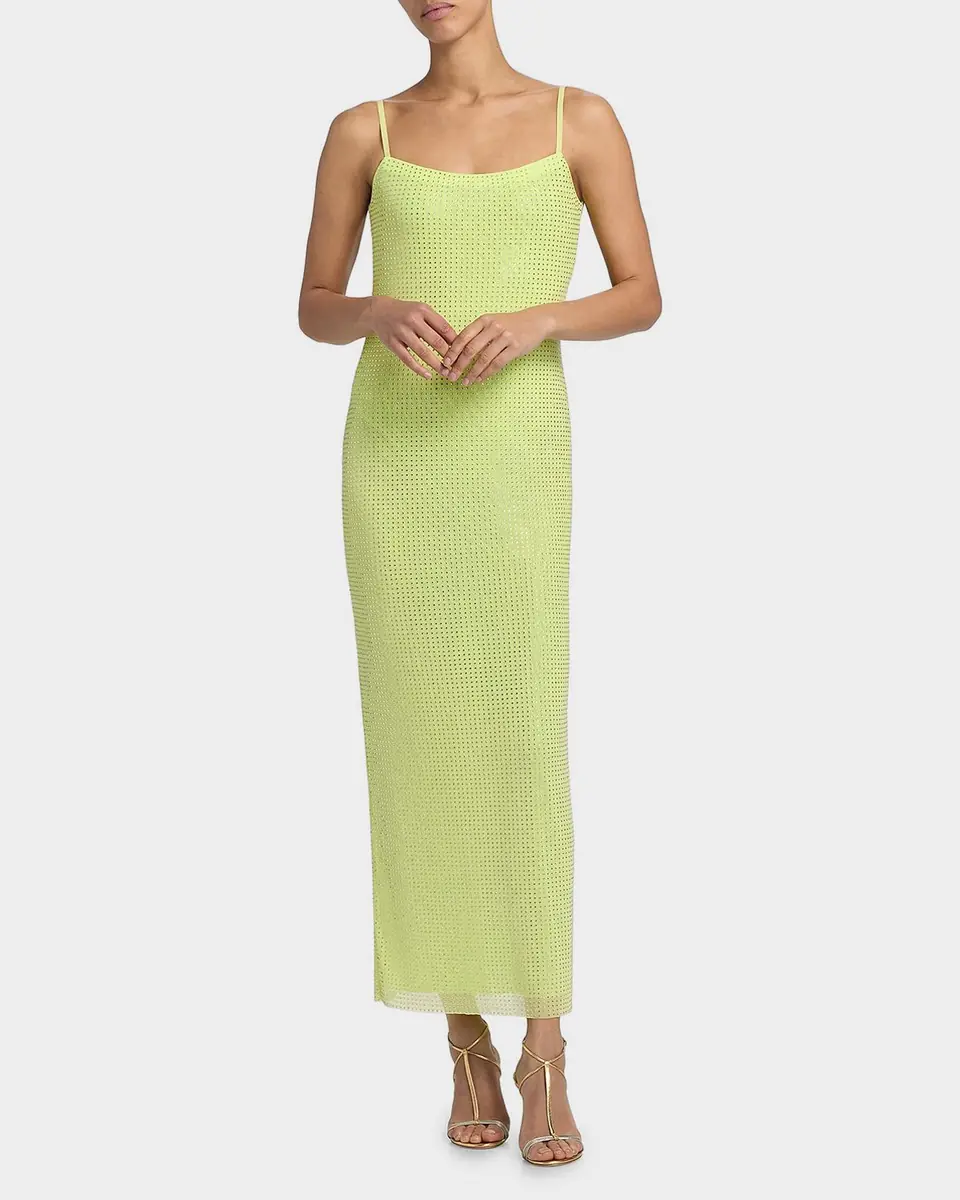 AREA Crystal Hotfix Mesh Backless Maxi Dress | Thumbnail 7