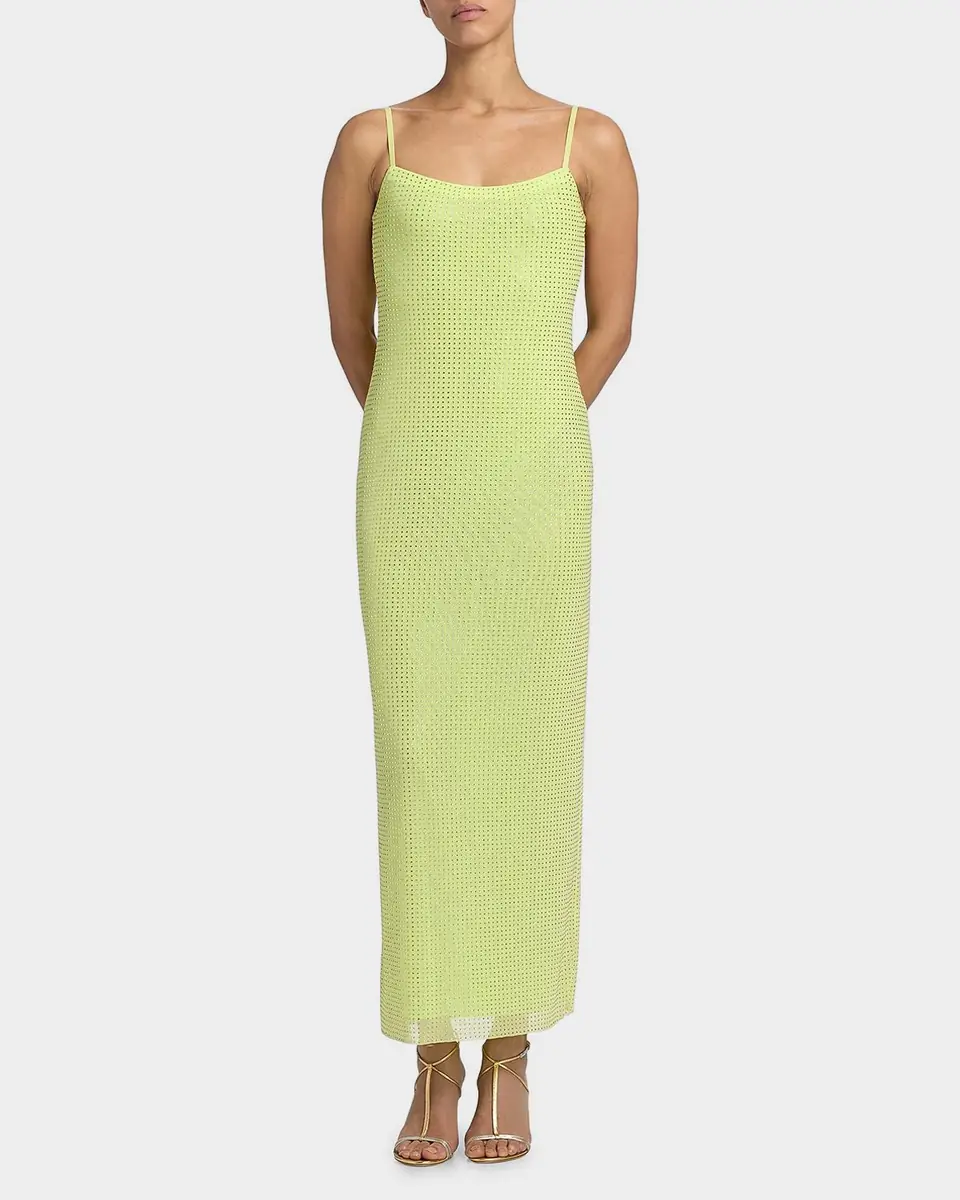 AREA Crystal Hotfix Mesh Backless Maxi Dress | Thumbnail 9