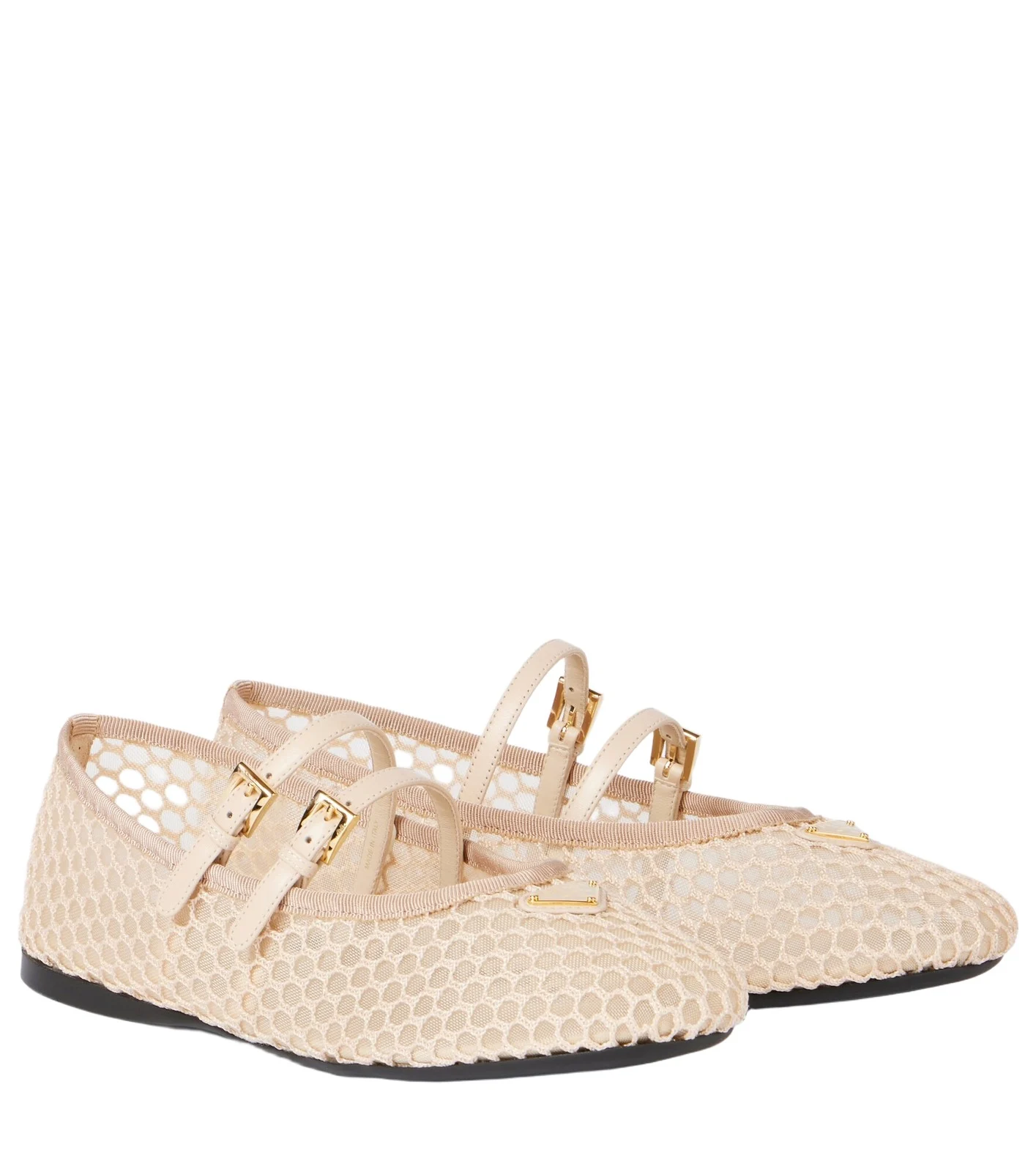 Prada Macramé mesh Mary Jane flats