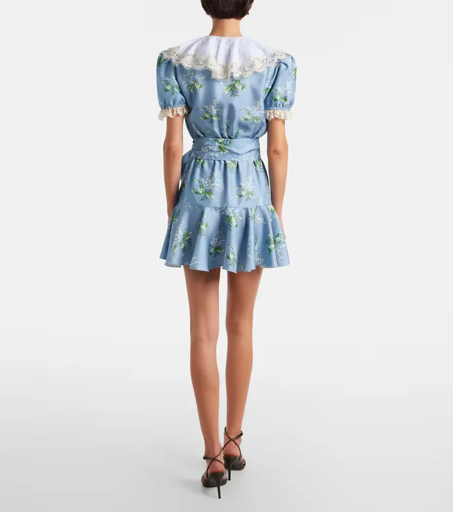 Rodarte Floral lace-trimmed silk twill minidress | Thumbnail 5