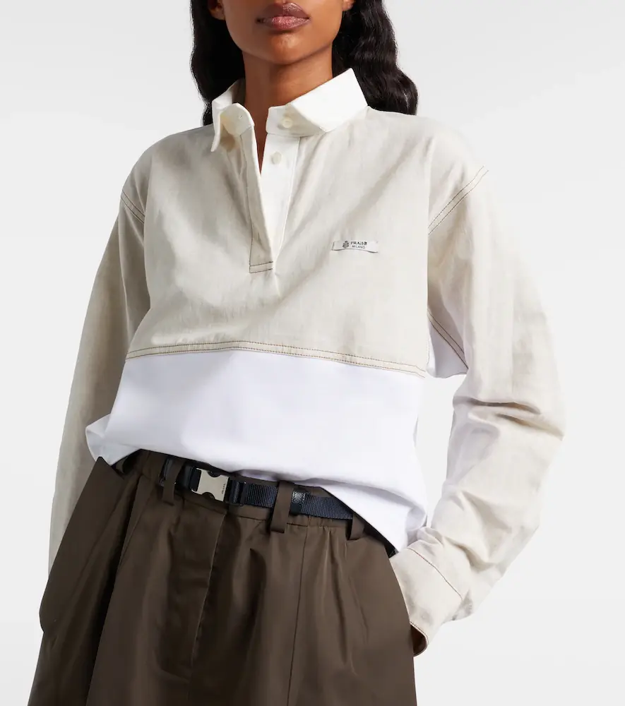 Prada Cotton and linen polo shirt | Thumbnail 4