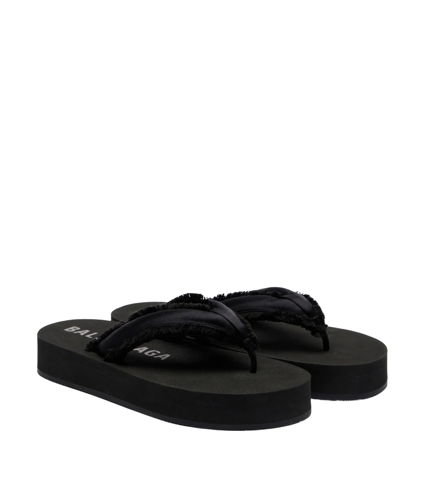 Cushy fringed satin platform thong sandals Cushy fringed satin platform thong sandals