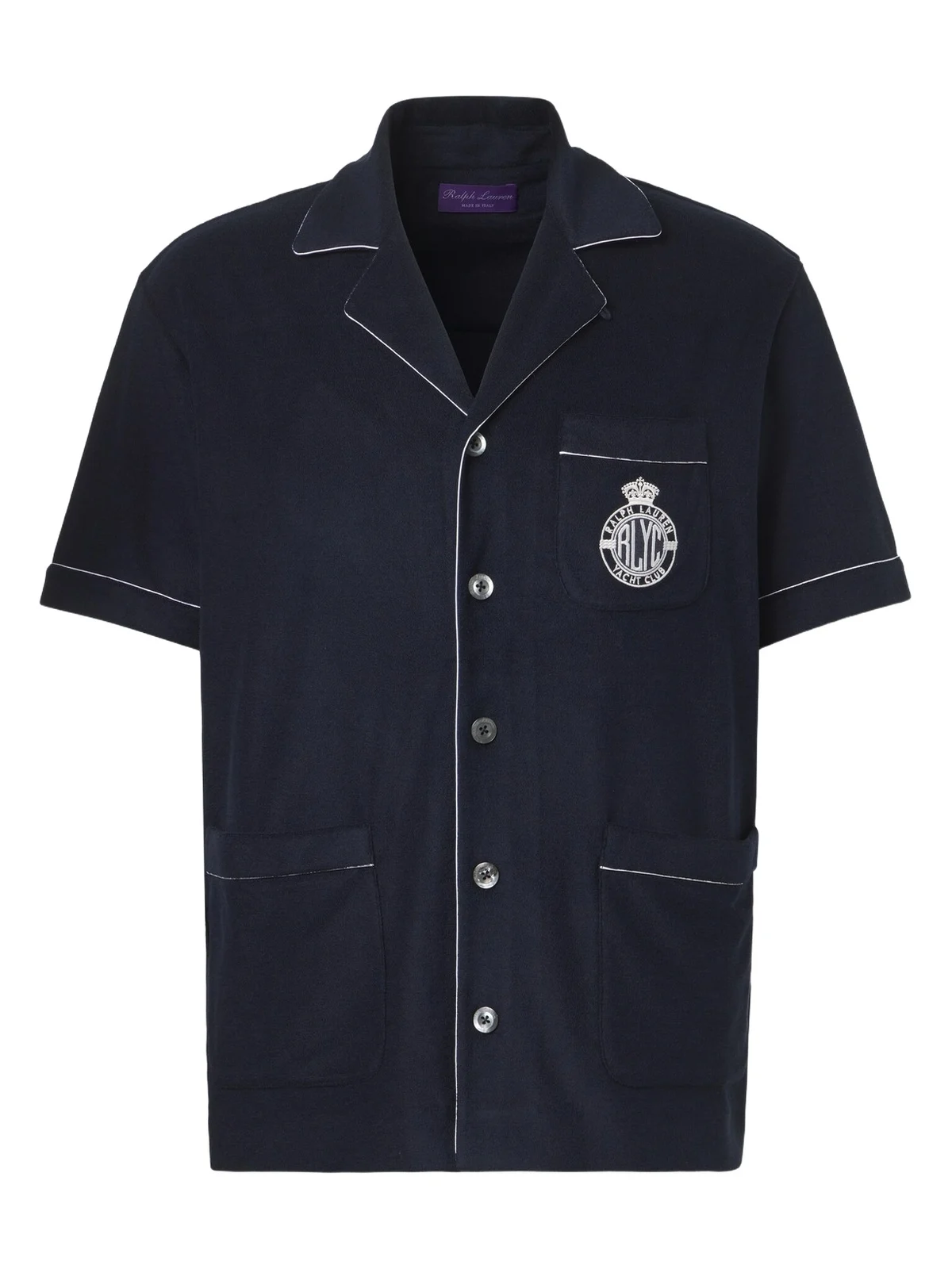 Embroidered cotton and silk terry shirt