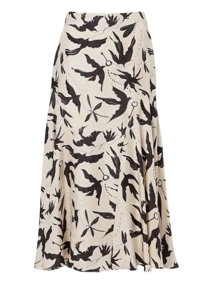 Elton printed silk midi skirt