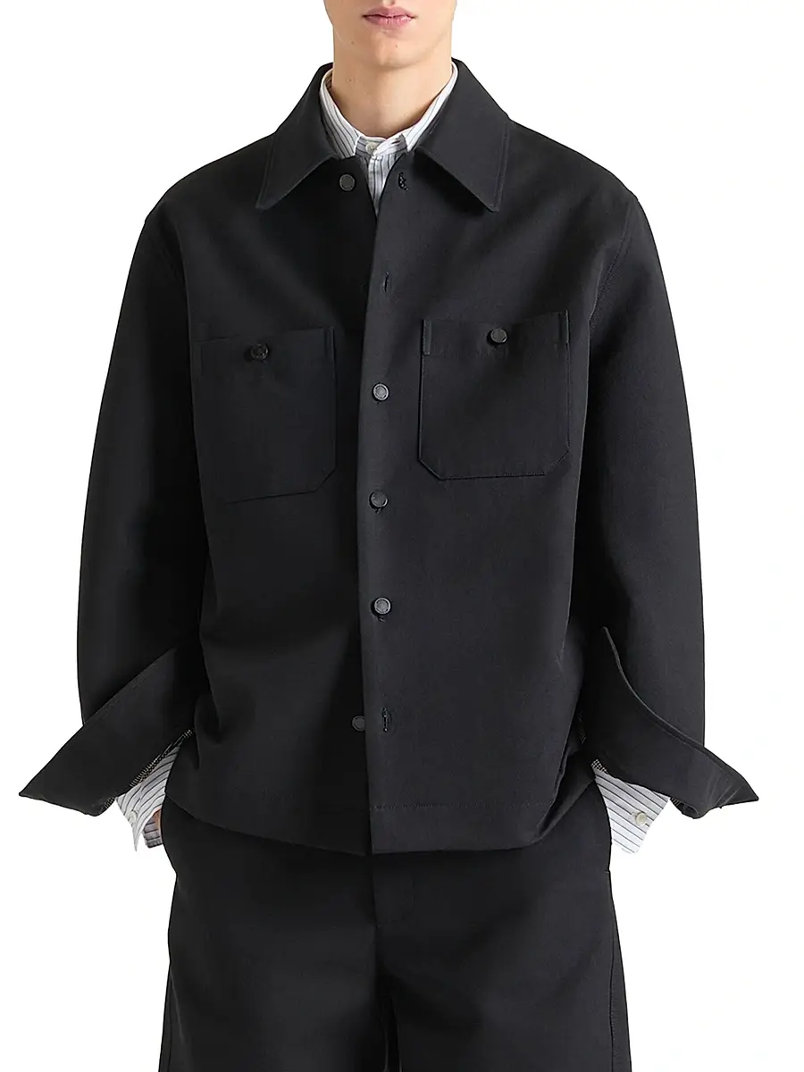 Givenchy Men's Couture Seam Overshirt Jacket in Cotton with Checked Reverse - Black | Thumbnail 3