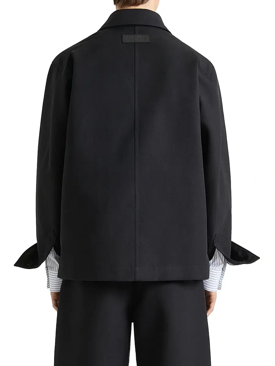 Givenchy Men's Couture Seam Overshirt Jacket in Cotton with Checked Reverse - Black | Thumbnail 4