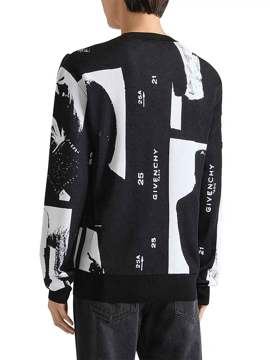 Givenchy Men's Sweater in Knit with Photographic Negative Jacquard | Thumbnail 4 Givenchy Men's Sweater in Knit with Photographic Negative Jacquard | Thumbnail 4