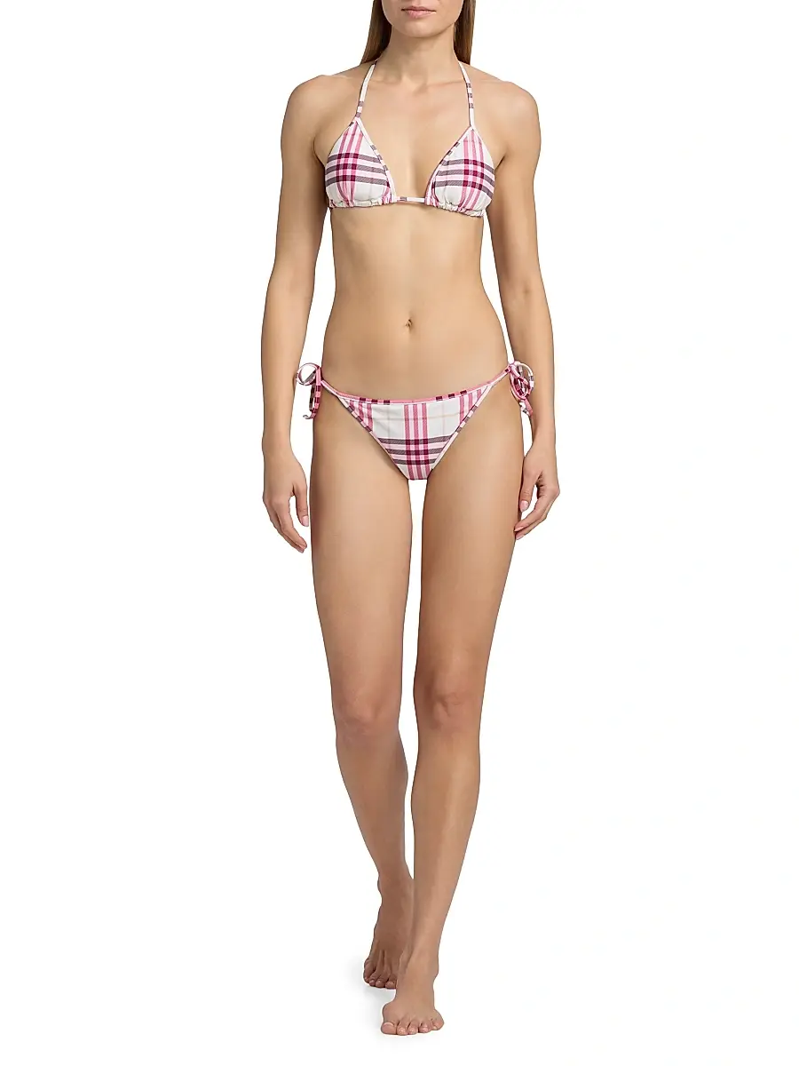 Burberry Women's Sadie Check Triangle Bikini Top - Aubergine Purple | Thumbnail 5