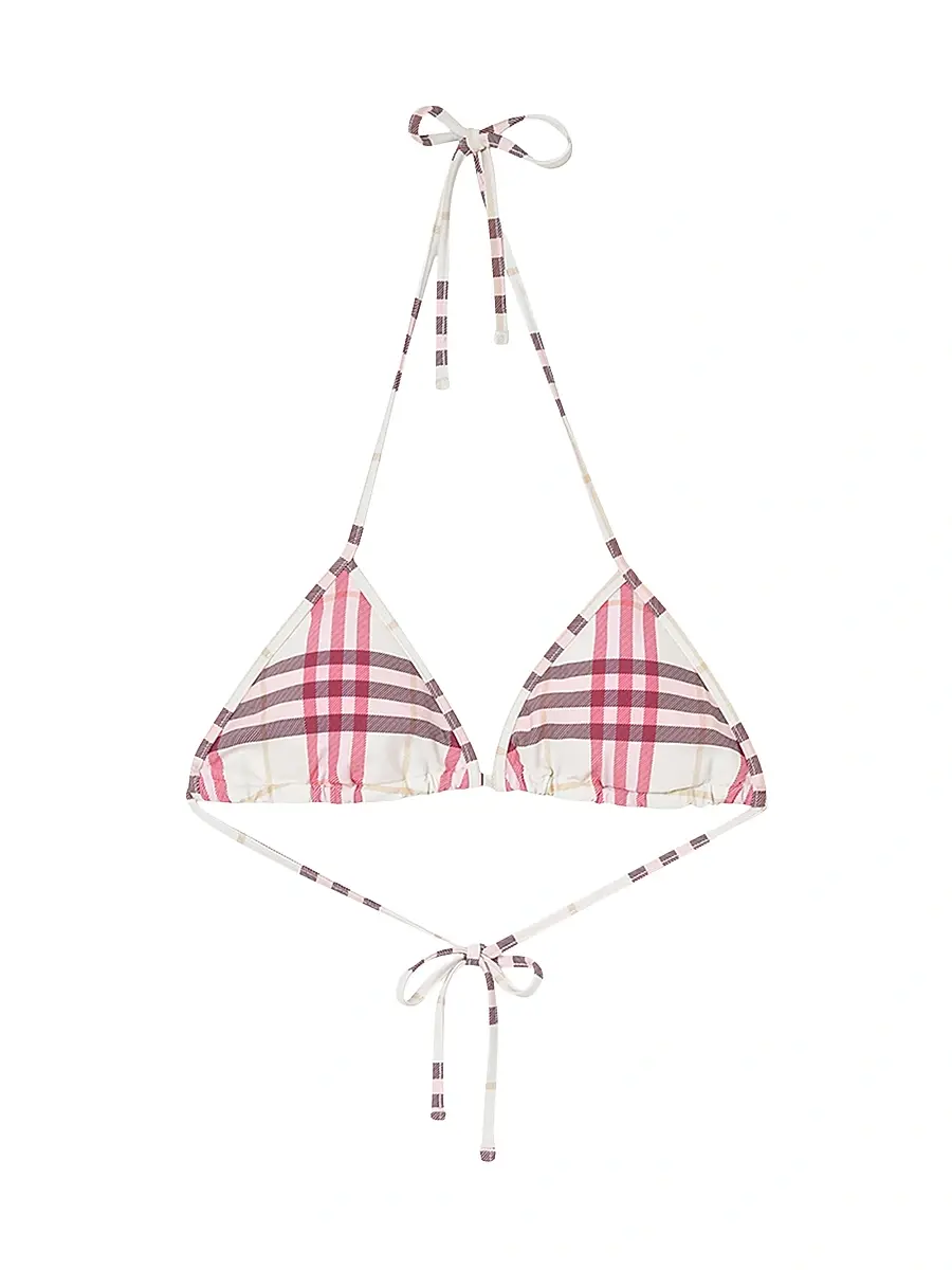 Burberry Women's Sadie Check Triangle Bikini Top - Aubergine Purple | Image 1 Burberry Women's Sadie Check Triangle Bikini Top - Aubergine Purple | Image 1