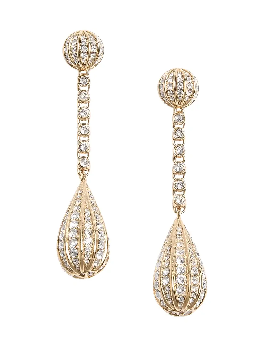 Valentino Garavani Women's Poetique Des Gouttes Earrings in Metal and Swarovski Crystals - Gold Crystal | Image 1 Valentino Garavani Women's Poetique Des Gouttes Earrings in Metal and Swarovski Crystals - Gold Crystal | Image 1
