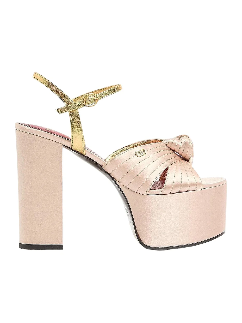 Women's Sandals with 125MM Crasher Platform in Satin - Skin Crystal
