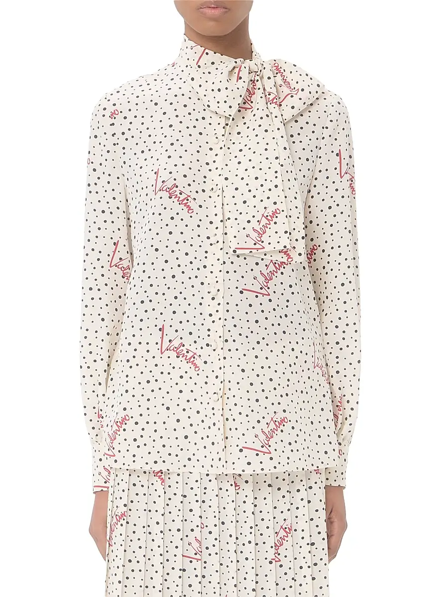 Valentino Women's Plus De Pois Crepe De Chine Bubble Shirt | Thumbnail 3 Valentino Women's Plus De Pois Crepe De Chine Bubble Shirt | Thumbnail 3