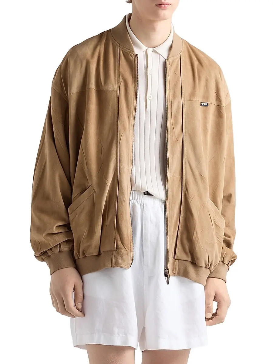 Prada Men's Suede Bomber Jacket | Thumbnail 2