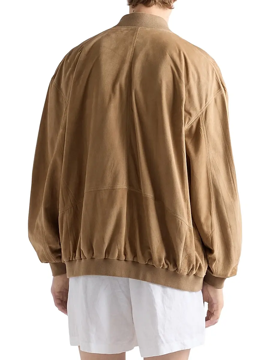 Prada Men's Suede Bomber Jacket | Thumbnail 4