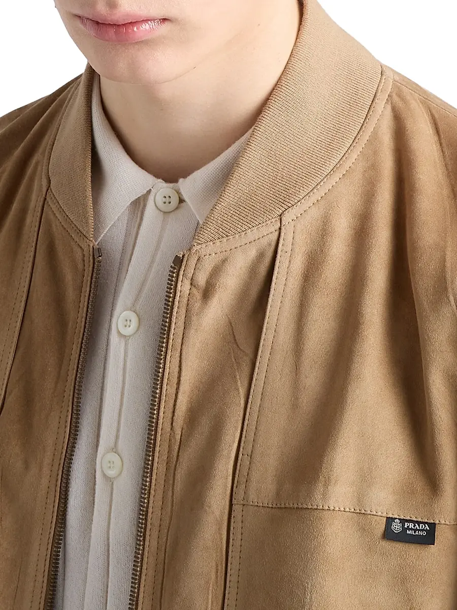 Prada Men's Suede Bomber Jacket | Thumbnail 5