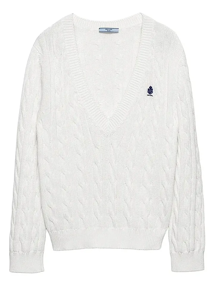 Women's Cable-Knit V-Neck Cotton Sweater Women's Cable-Knit V-Neck Cotton Sweater