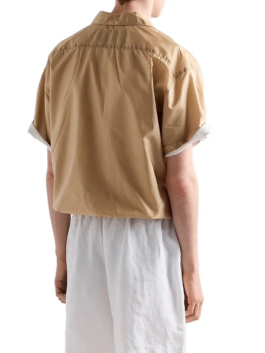 Prada Men's Short-Sleeved Re-Nylon Zipper Shirt | Thumbnail 4