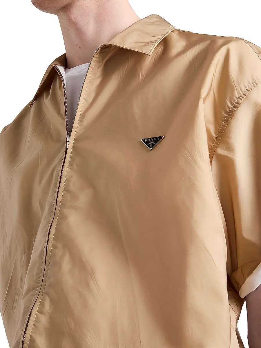 Prada Men's Short-Sleeved Re-Nylon Zipper Shirt | Thumbnail 5