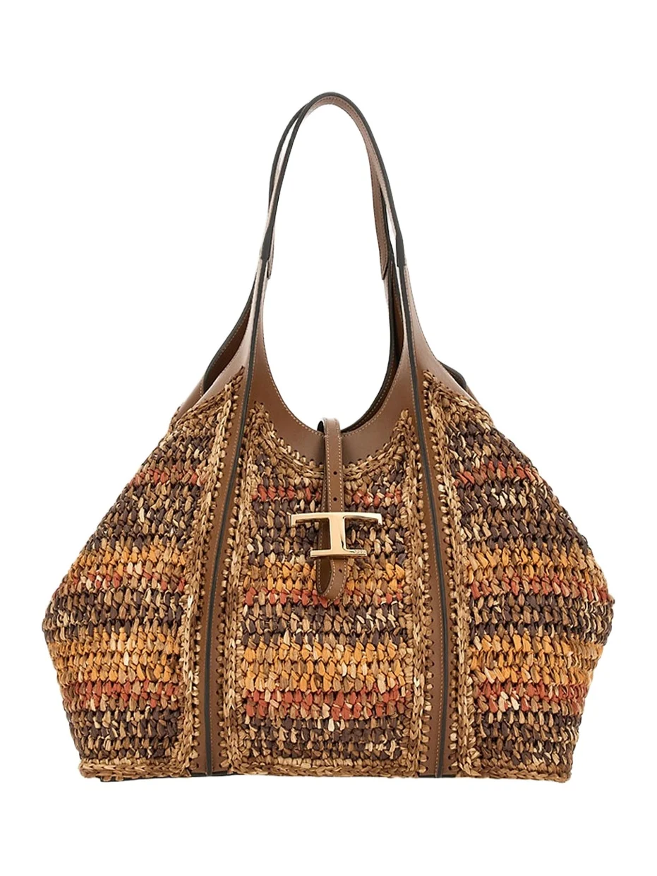 Women's T Timeless Medium Raffia & Leather Tote Bag Women's T Timeless Medium Raffia & Leather Tote Bag