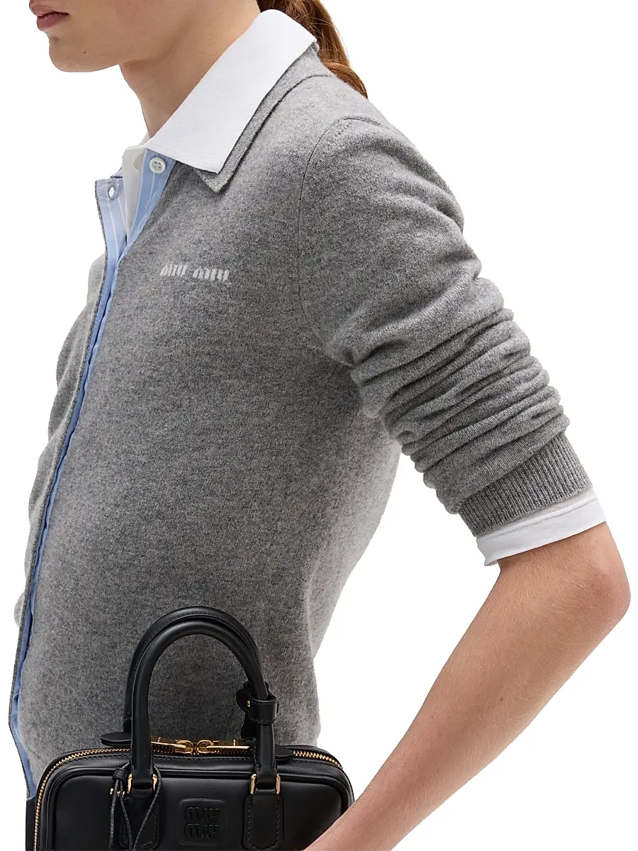 Miu Miu Women's Cashmere Cardigan - Grey | Thumbnail 3 Miu Miu Women's Cashmere Cardigan - Grey | Thumbnail 3