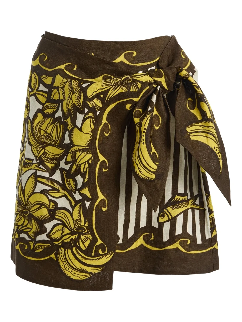 Mona Printed Hemp Mini Sarong Skirt Mona Printed Hemp Mini Sarong Skirt