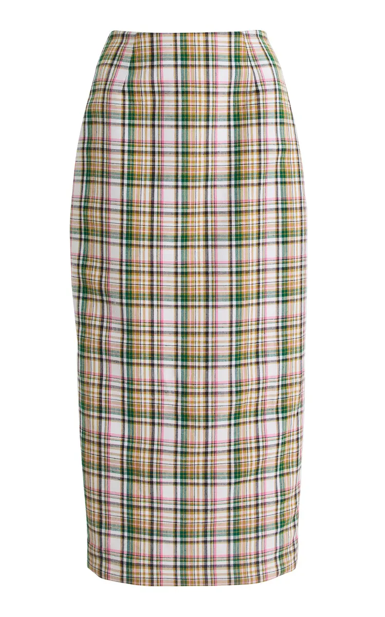 Carolina Herrera Checked Midi Pencil Skirt | Image 1 Carolina Herrera Checked Midi Pencil Skirt | Image 1