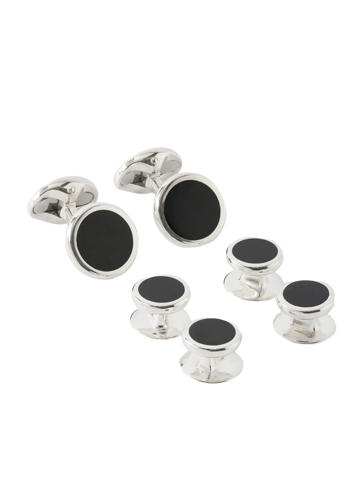 Enamel and Sterling Silver Cufflinks and Dress Studs Set - Men Enamel and Sterling Silver Cufflinks and Dress Studs Set - Men