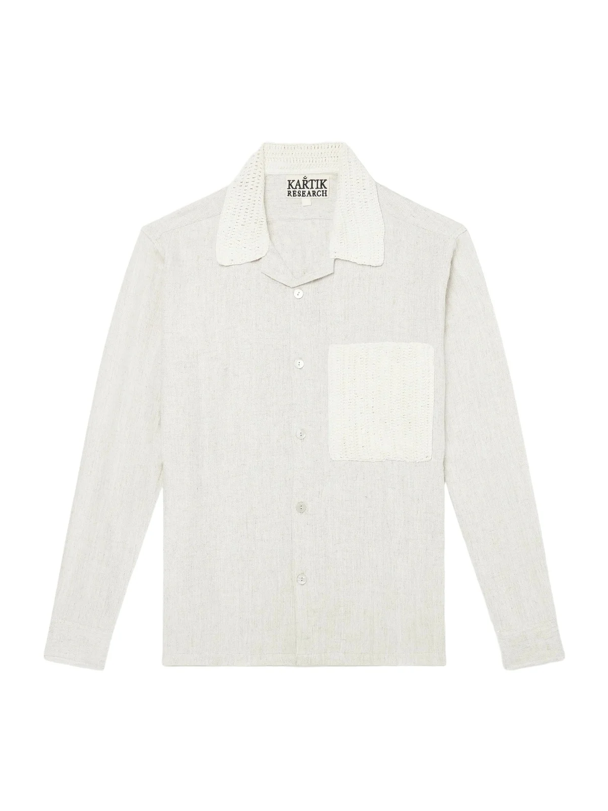 Crochet-Knit Trimmed Ramie and Cotton-Blend Shirt - Men Crochet-Knit Trimmed Ramie and Cotton-Blend Shirt - Men