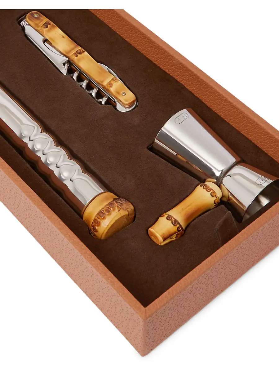 Lorenzi Milano Bamboo, Leather and Stainless Steel Cocktail Set - Men | Thumbnail 3 Lorenzi Milano Bamboo, Leather and Stainless Steel Cocktail Set - Men | Thumbnail 3