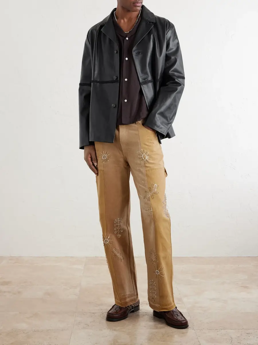 Kartik Research Embroidered Leather Jacket - Men | Thumbnail 2