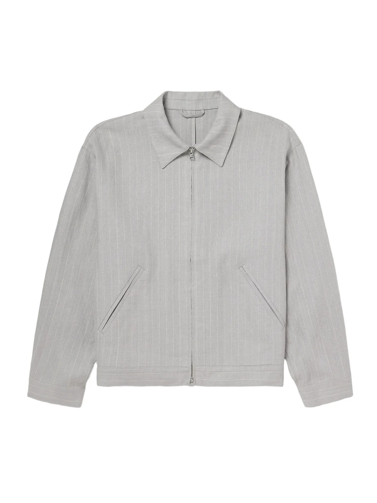Petrus 1455 Oversized Pinstriped Linen Blouson Jacket - Men Petrus 1455 Oversized Pinstriped Linen Blouson Jacket - Men