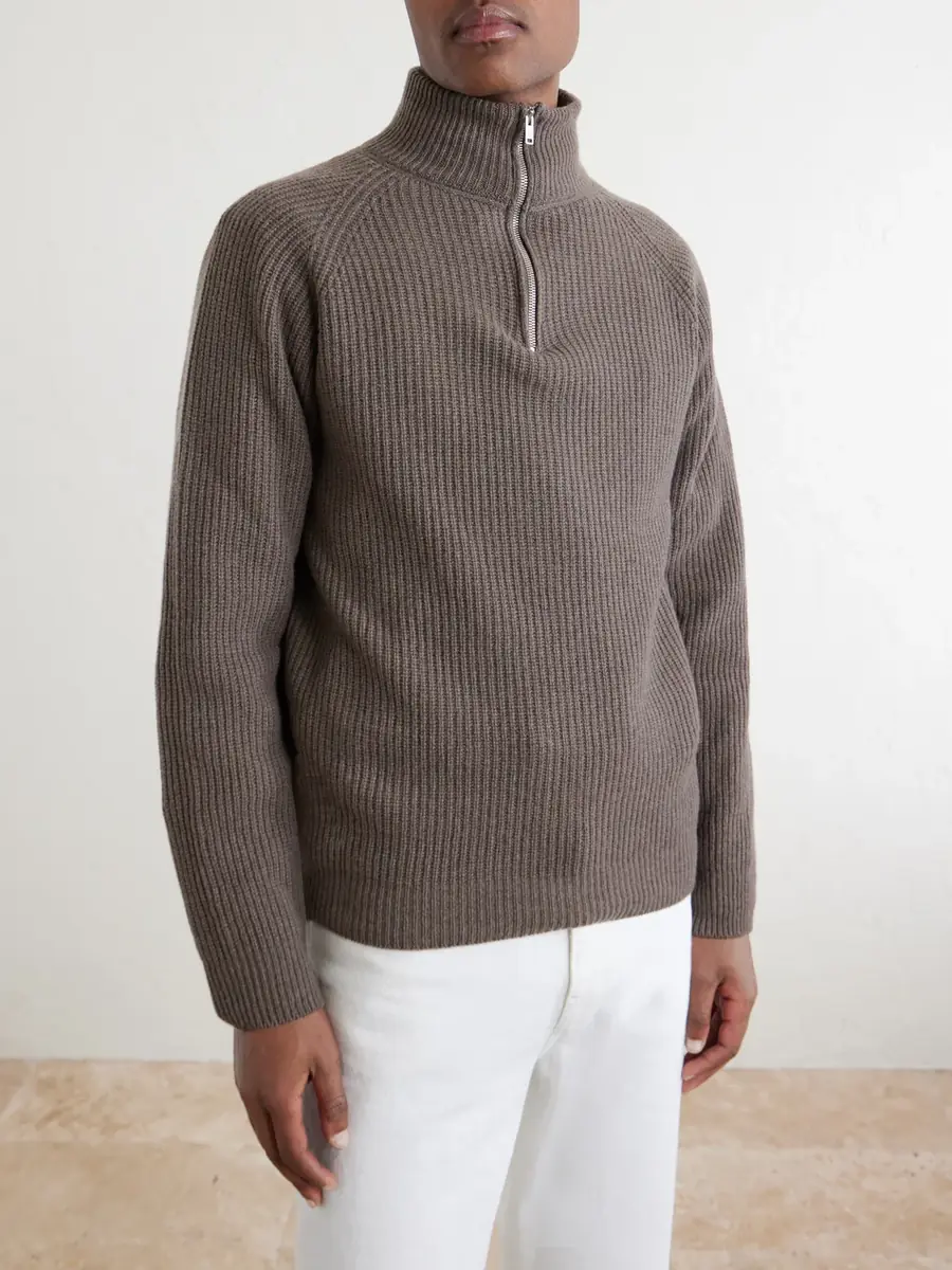 John Smedley Ryker Ribbed Recycled-Cashmere and Wool-Blend Half-Zip Sweater - Men | Thumbnail 3 John Smedley Ryker Ribbed Recycled-Cashmere and Wool-Blend Half-Zip Sweater - Men | Thumbnail 3