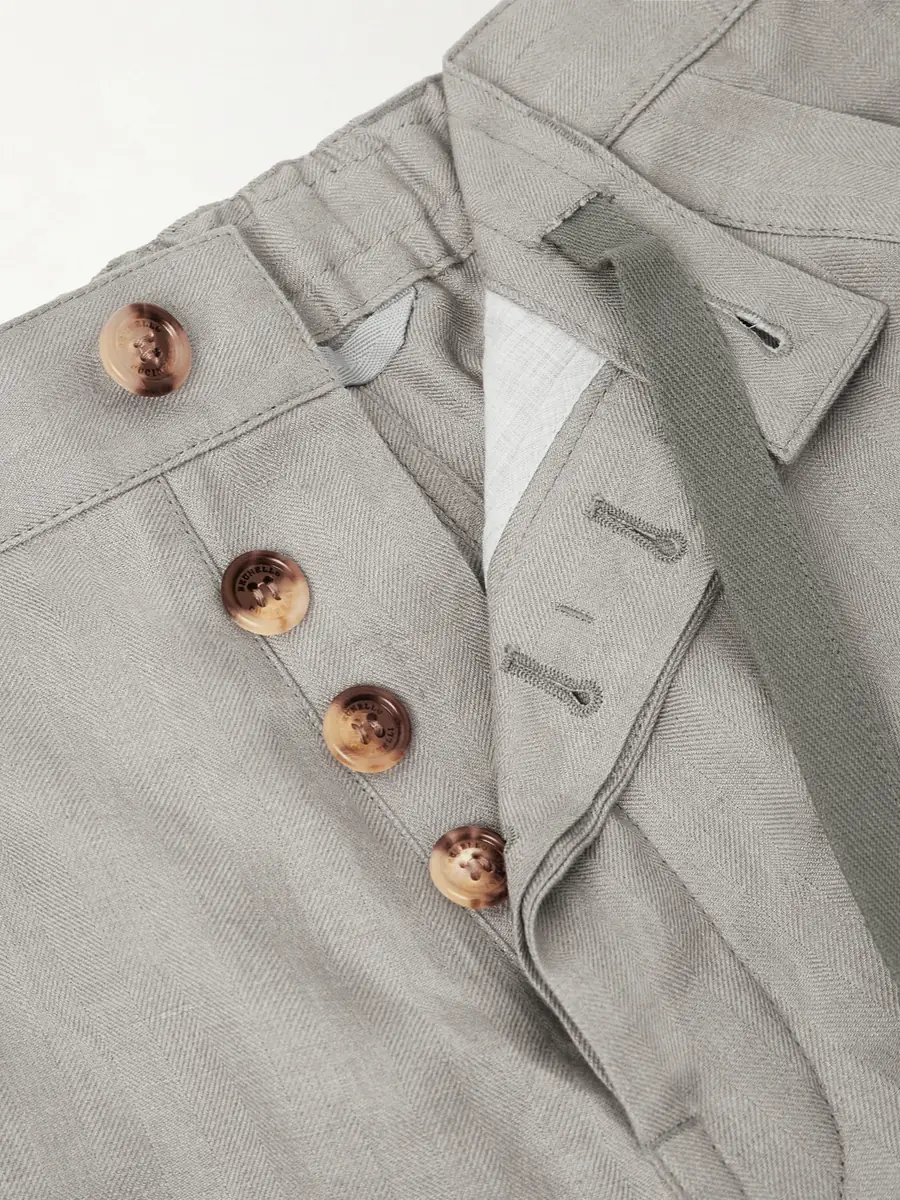 Brunello Cucinelli Straight-Leg Herringbone Linen Trousers - Men | Thumbnail 5 Brunello Cucinelli Straight-Leg Herringbone Linen Trousers - Men | Thumbnail 5